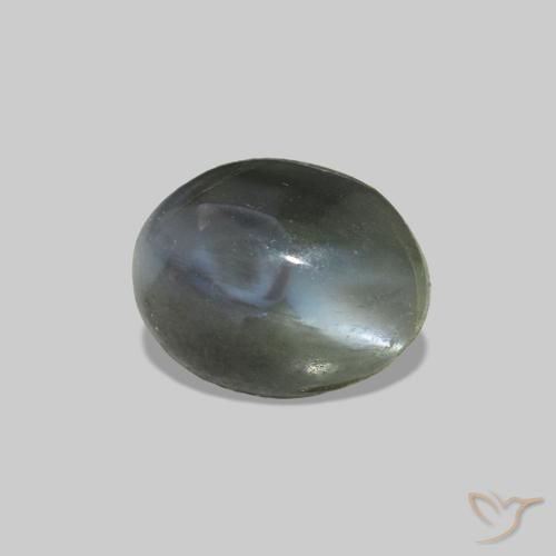 Cat's Eye Alexandrite Gris verdoso pálido natural de 1.00 ct, Ovalada, Opaco