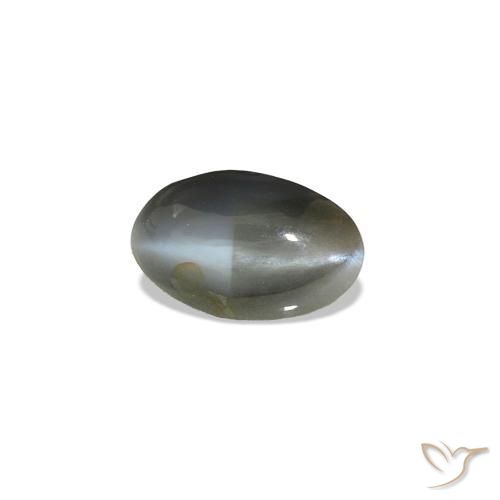 Cat's Eye Alexandrite Gris verdoso pálido natural de 0.51 ct, Ovalada, Opaco