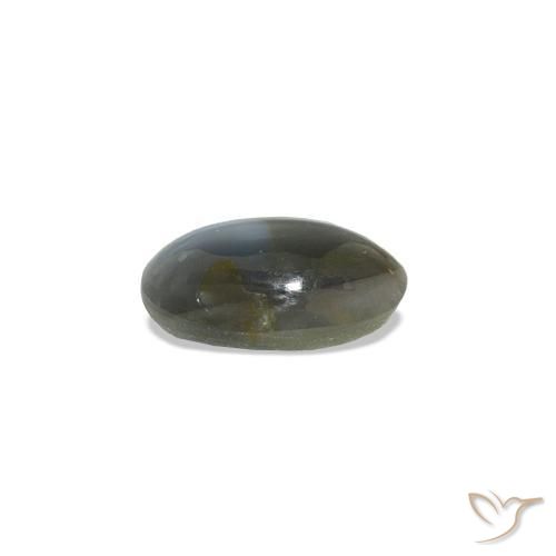 Cat's Eye Alexandrite Gris verdoso pálido natural de 0.51 ct, Ovalada, Opaco