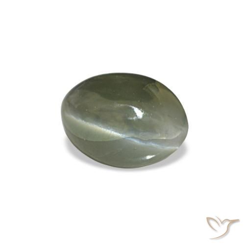 Cat's eye alexandrite gris natural de 0,49 ct, corte óvalo, opaco
