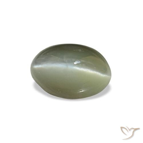 Cat's eye alexandrite verde natural de 0,59 ct, corte óvalo, opaco