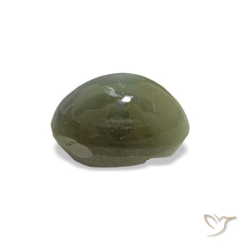 Cat's eye alexandrite verde natural de 0,59 ct, corte óvalo, opaco
