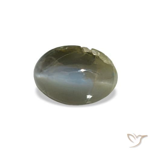 Cat's eye alexandrite verde natural de 0,51 ct, corte óvalo, opaco