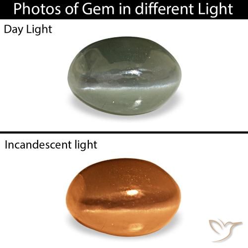 Cat's eye alexandrite verde natural de 0,53 ct, corte óvalo, opaco