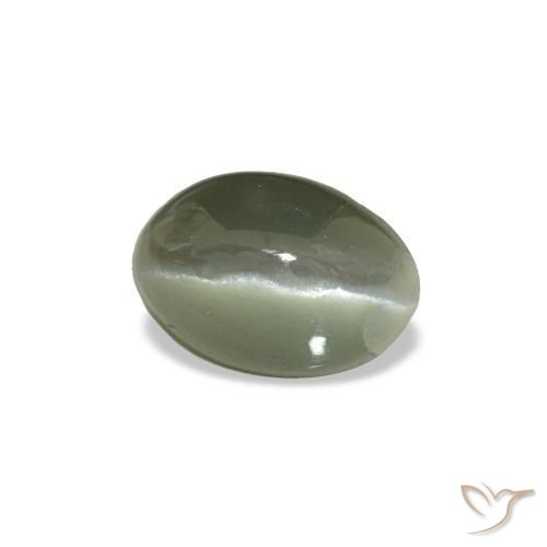 Cat's eye alexandrite verde natural de 0,53 ct, corte óvalo, opaco
