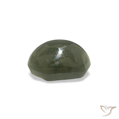 Cat's eye alexandrite verde natural de 0,53 ct, corte óvalo, opaco
