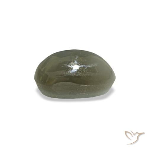 Cat's eye alexandrite verde natural de 0,50 ct, corte óvalo, opaco