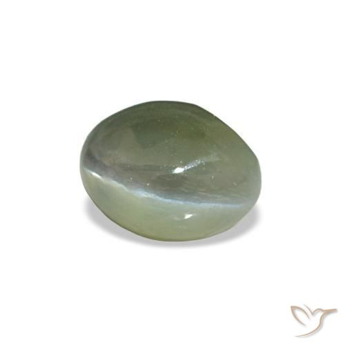 Cat's eye alexandrite verde natural de 0,54 ct, corte óvalo, opaco