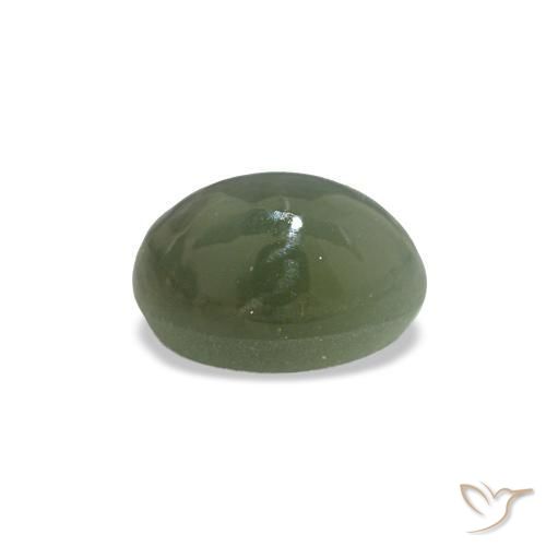 Cat's eye alexandrite verde natural de 0,54 ct, corte óvalo, opaco
