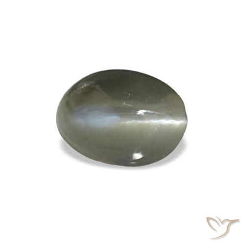 Cat's eye alexandrite verde natural de 0,54 ct, corte óvalo, opaco
