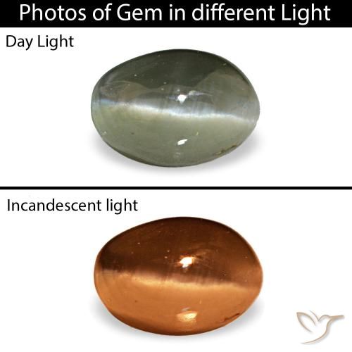 Cat's eye alexandrite verde de 0,49 ct, ovalado, opaco