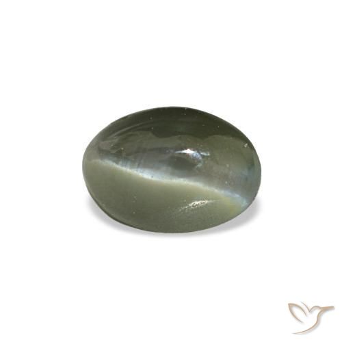 Cat's eye alexandrite verde natural de 0,49 ct, corte óvalo, opaco