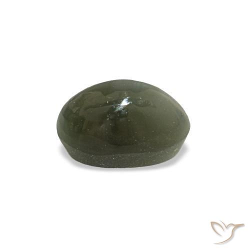 Cat's eye alexandrite verde natural de 0,49 ct, corte óvalo, opaco