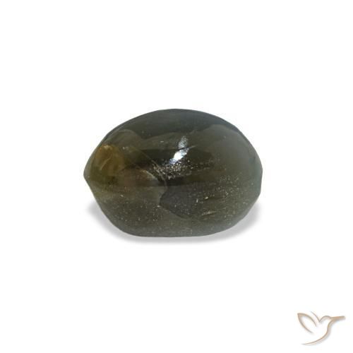 Cat's eye alexandrite verde natural de 0,52 ct, corte óvalo, opaco