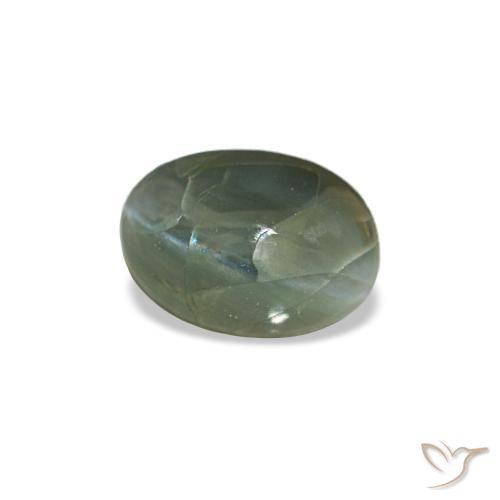 Cat's eye alexandrite verde natural de 0,44 ct, corte óvalo, opaco