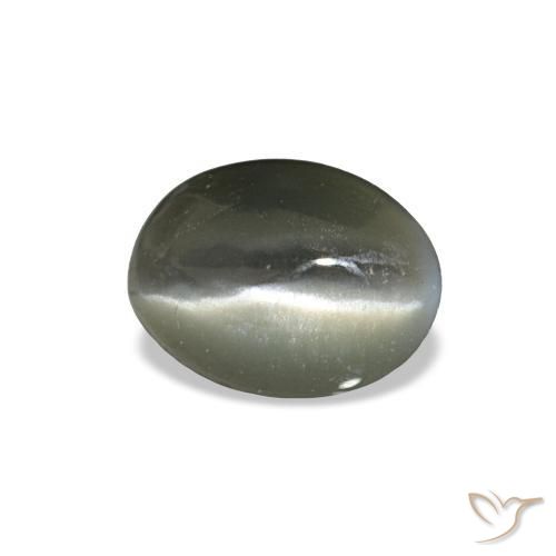 Cat's eye alexandrite gris natural de 0,42 ct, corte óvalo, opaco