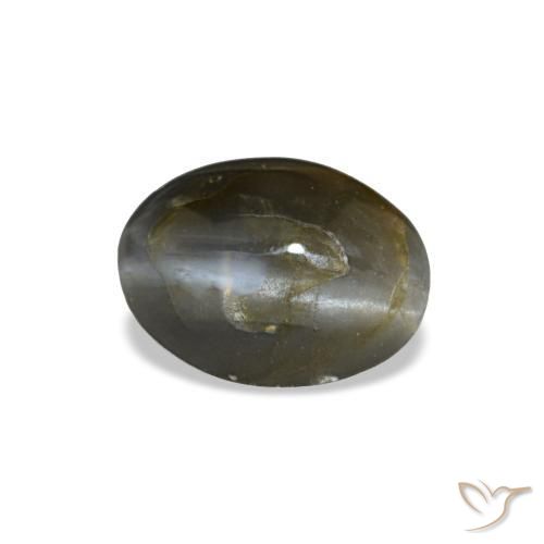 Cat's eye alexandrite gris natural de 0,48 ct, corte óvalo, opaco