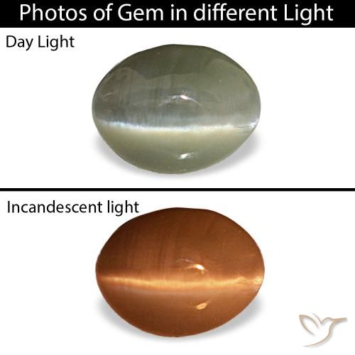Cat's eye alexandrite gris natural de 0,44 ct, corte óvalo, opaco