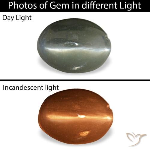 Cat's eye alexandrite gris natural de 0,39 ct, corte óvalo, opaco