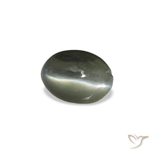 Cat's eye alexandrite gris natural de 0,39 ct, corte óvalo, opaco