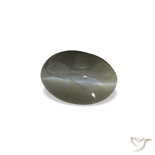 Cat's eye alexandrite gris natural de 0,47 ct, corte óvalo, opaco