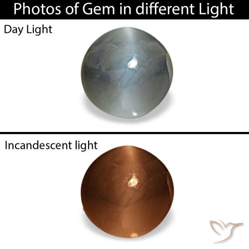 Cat's eye alexandrite gris natural de 0,93 ct, corte redondo, opaco