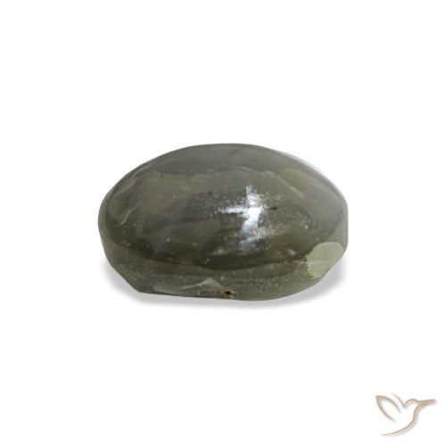 Cat's eye alexandrite gris natural de 0,72 ct, corte óvalo, opaco