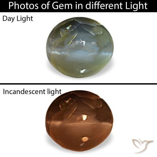 Cat's eye alexandrite gris de 0,79 ct, ovalado, opaco