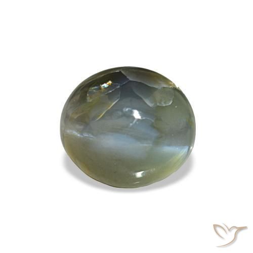 Cat's eye alexandrite gris natural de 0,79 ct, corte óvalo, opaco