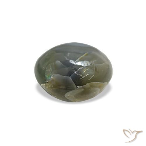 Cat's eye alexandrite gris natural de 0,79 ct, corte óvalo, opaco