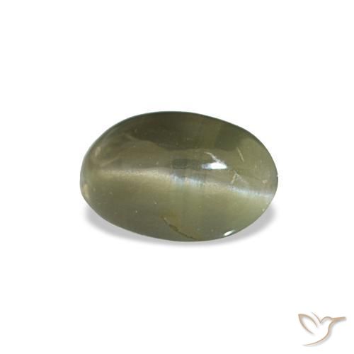 Cat's eye alexandrite verde natural de 0,34 ct, corte óvalo, opaco