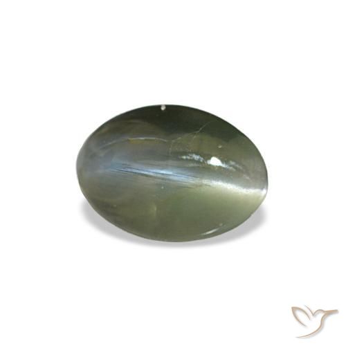 Cat's eye alexandrite verde natural de 0,38 ct, corte óvalo, opaco