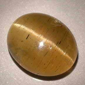 Apatita Ojo de Gato Verde amarillo natural de 5.96 ct, Transparente, Transparente / Translúcido