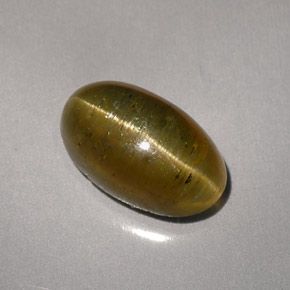 Apatita Ojo de Gato Verde amarillo natural de 4.05 ct, Corte Óvalo, Translúcido