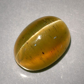 Cat's eye apatite amarillo natural de 3,32 ct, corte óvalo, translúcido