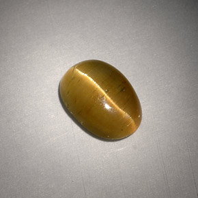 Cat's eye apatite amarillo natural de 3,01 ct, corte óvalo, translúcido
