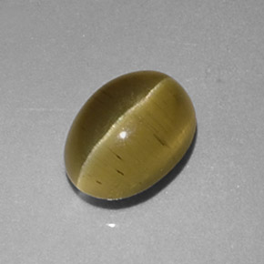 Apatita Ojo de Gato Dorado verdoso natural de 1.48 ct, Corte Óvalo, Translúcido