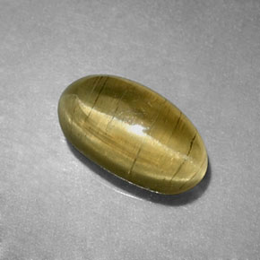 Apatita Ojo de Gato Verde amarillo natural de 1.29 ct, Transparente, Transparente / Translúcido