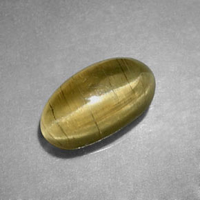 Apatita Ojo de Gato Verde amarillo natural de 1.29 ct, Transparente, Transparente / Translúcido