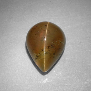 Cat's eye apatite amarillo natural de 2,97 ct, en forma de pera, translúcido