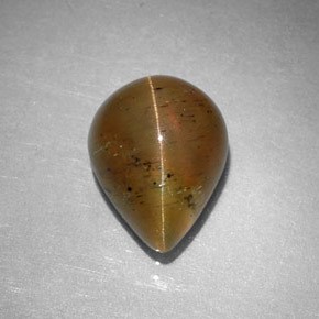 Cat's eye apatite amarillo natural de 2,97 ct, en forma de pera, translúcido