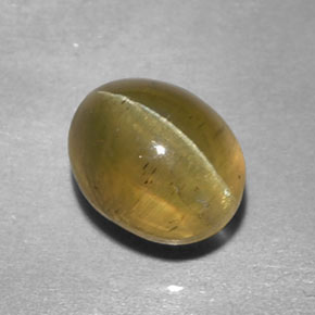 Apatita Ojo de Gato Verde dorado natural de 1.69 ct, Corte Óvalo, Transparente