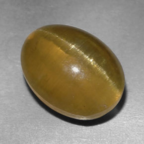Apatita Ojo de Gato Verde dorado natural de 4.05 ct, Corte Óvalo, Transparente