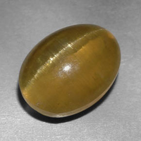 Apatita Ojo de Gato Verde dorado natural de 4.05 ct, Corte Óvalo, Transparente