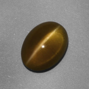 Apatita Ojo de Gato Dorado verdoso natural de 3.93 ct, Transparente, Transparente / Translúcido