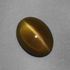 Apatita Ojo de Gato Dorado verdoso natural de 3.93 ct, Transparente, Transparente / Translúcido