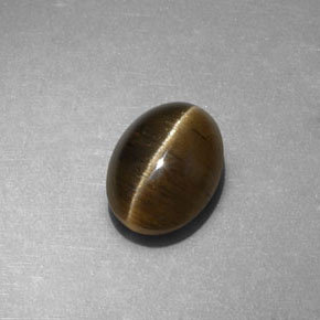 Apatita Ojo de Gato Verde dorado natural de 3.29 ct, Corte Óvalo, Translúcido