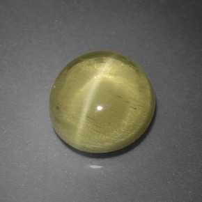 Apatita Ojo de Gato Verde dorado natural de 1.66 ct, Corte Redondo, Translúcido