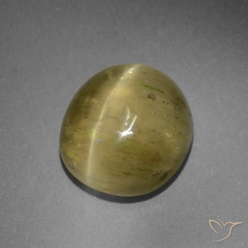 Apatita Ojo de Gato Amarillo neutral natural de 9.42 ct, Ovalada, Translúcido