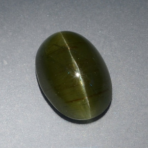Apatita Ojo de Gato Verde amarillo natural de 4.13 ct, Corte Óvalo, Translúcido